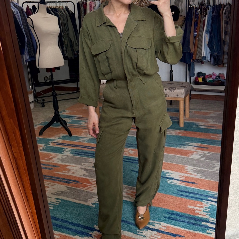 Vintage 90s Seattle Gear Green Jumpsuit USA Small - Picture 3 of 12